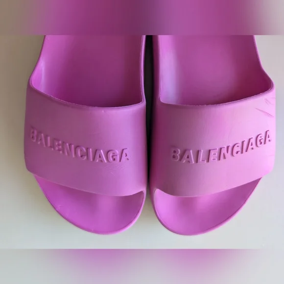 Balenciaga Pink Chunky Rubber Slides - Picture 2 of 9
